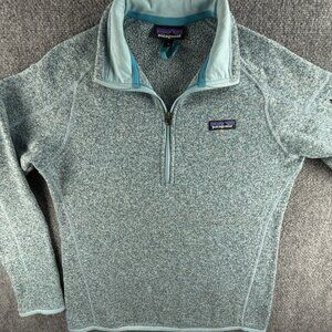 Patagonia Fleece Jacket Women Medium Pullover Blue 1/4 Zip Logo Better Sweater